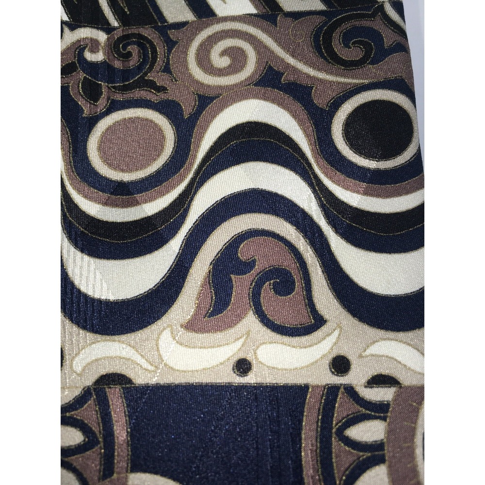 Zylos George Machado Tie 100% Silk Geometric Black Blue Beige - Picture 6 of 8